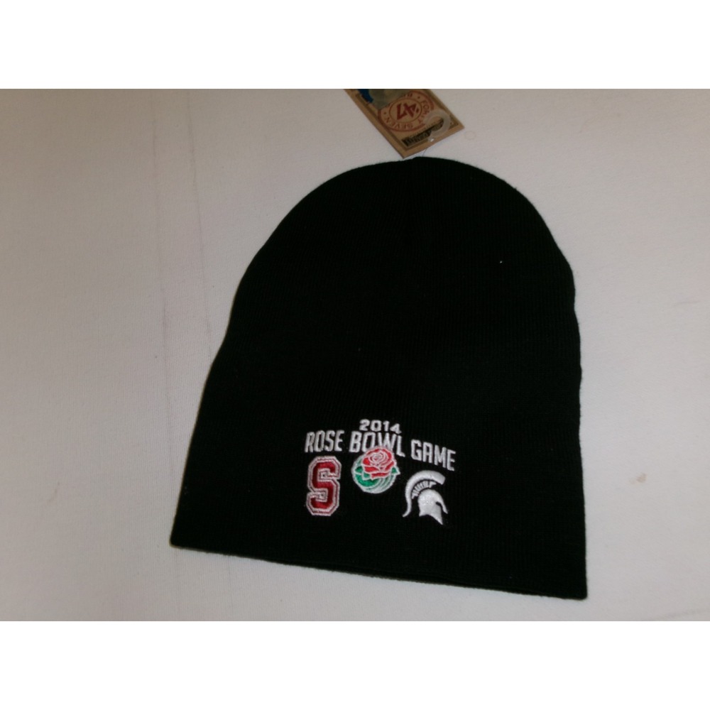 STANFORD MICHIGAN STATE BEANIE KNIT TOBOGGAN 00S Y2K HAT CAP VINTAGE DEATOCK H3